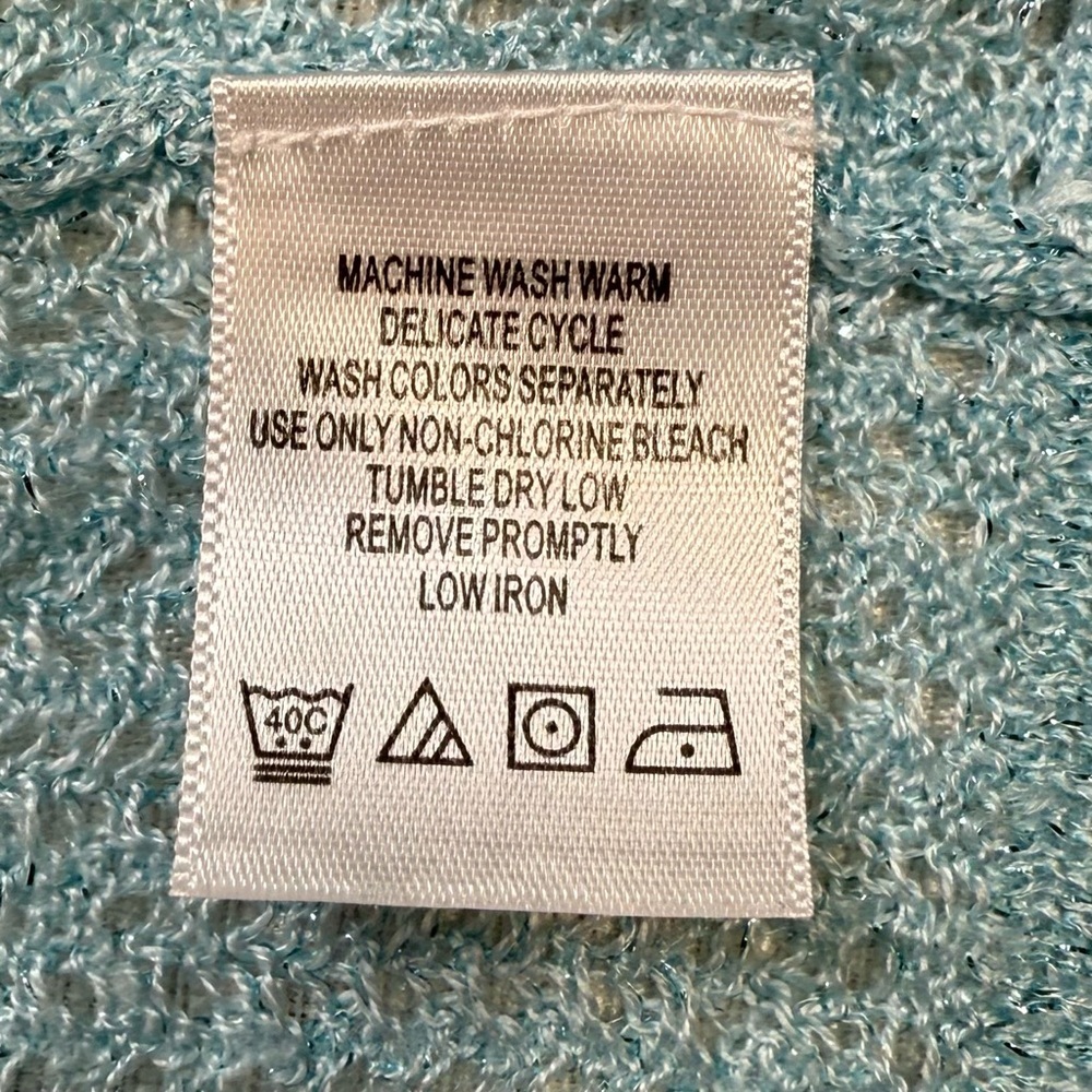 Chadwick’s Bolero Shrug Light Blue Metallic Open Crochet Small Sweater - Picture 11 of 11